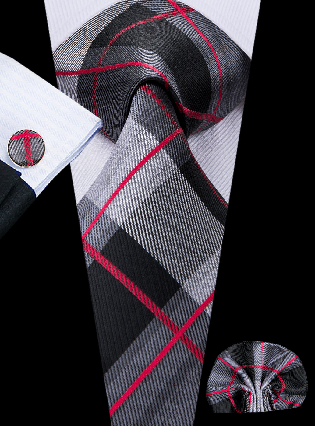 Crimson Titanium Plaid Silk Tie