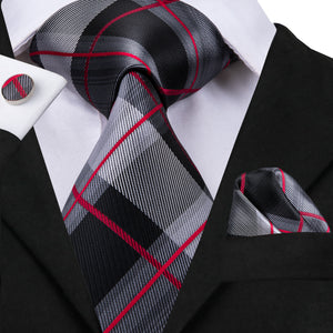 Crimson Titanium Plaid Silk Tie