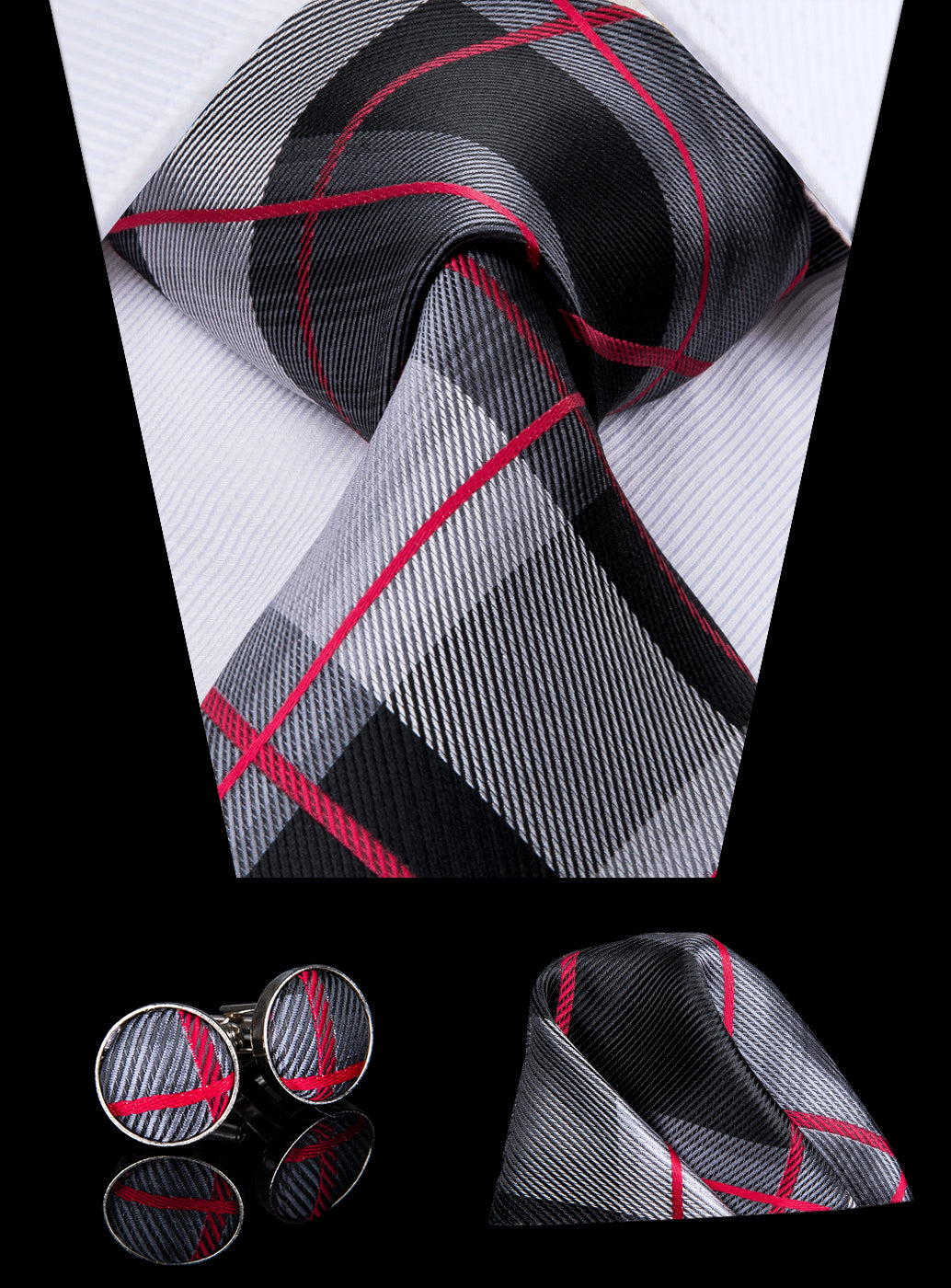 Crimson Titanium Plaid Silk Tie