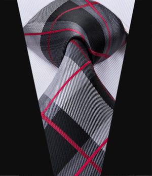 Crimson Titanium Plaid Silk Tie