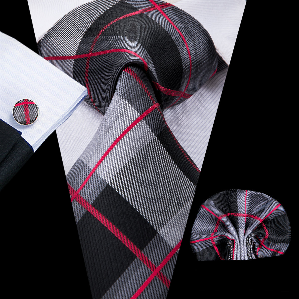 Crimson Titanium Plaid Silk Tie