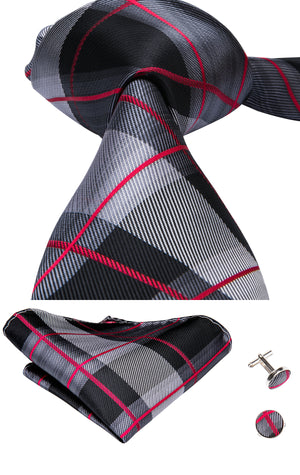 Crimson Titanium Plaid Silk Tie