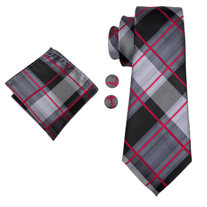 Crimson Titanium Plaid Silk Tie