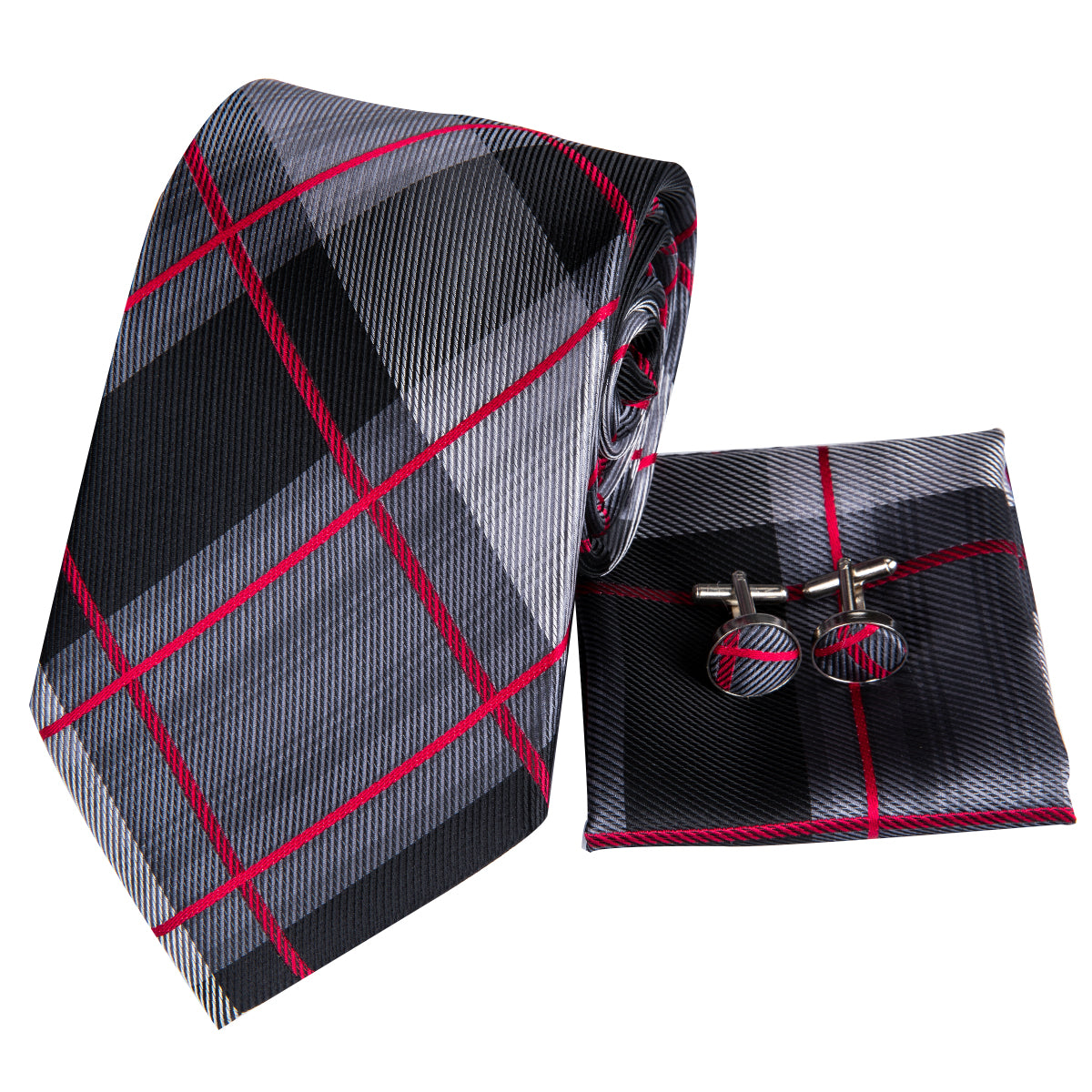 Crimson Titanium Plaid Silk Tie