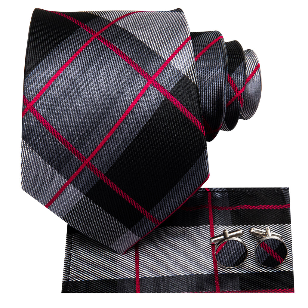 Crimson Titanium Plaid Silk Tie