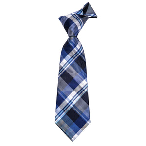 Cobalt Titanium Plaid Silk Tie