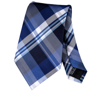 Cobalt Titanium Plaid Silk Tie