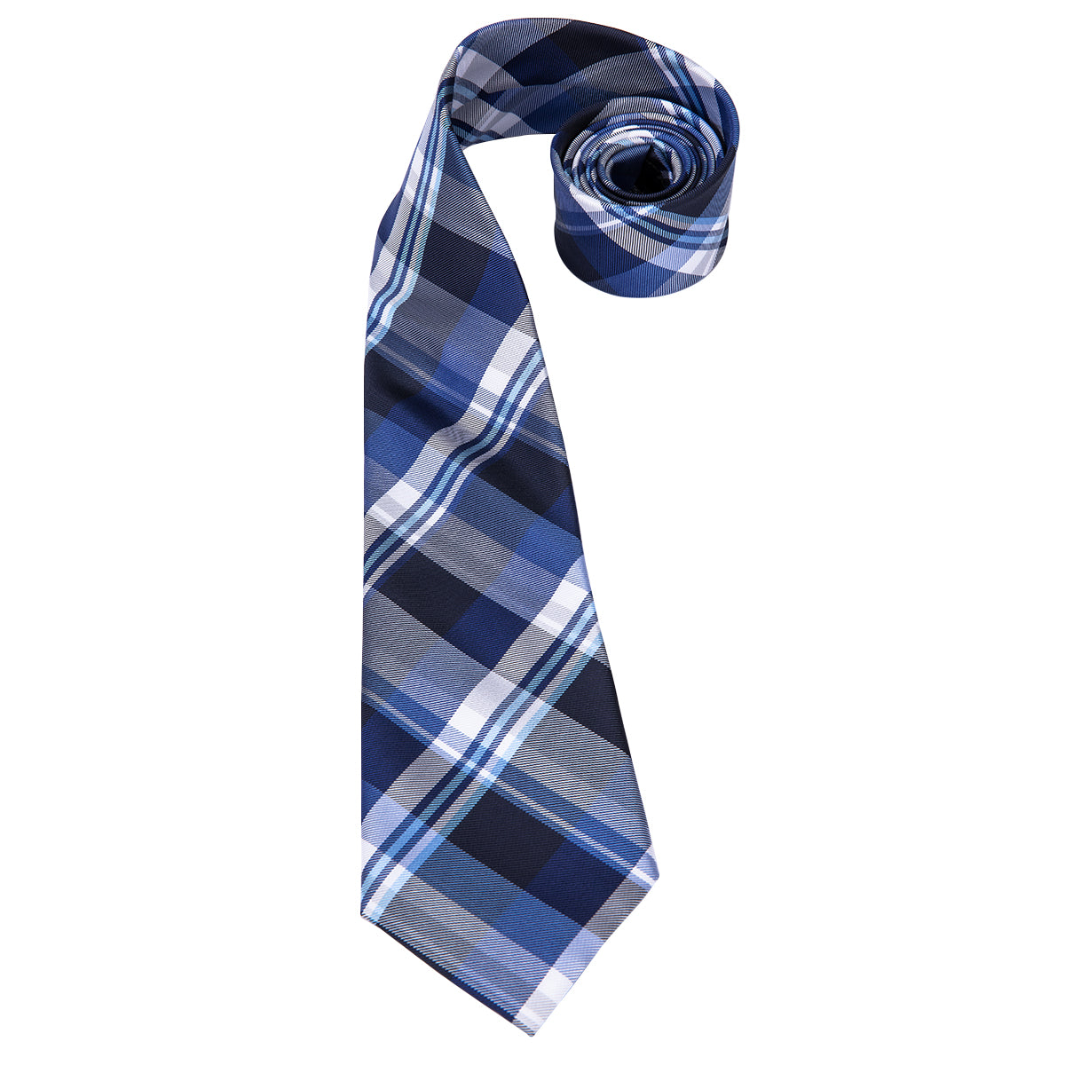 Cobalt Titanium Plaid Silk Tie