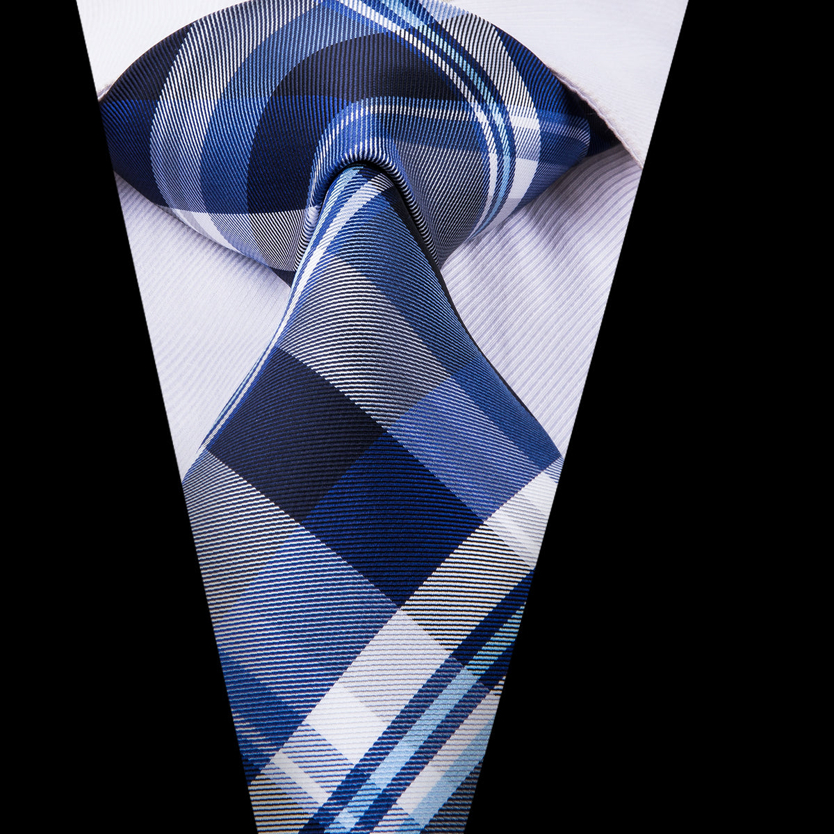 Cobalt Titanium Plaid Silk Tie