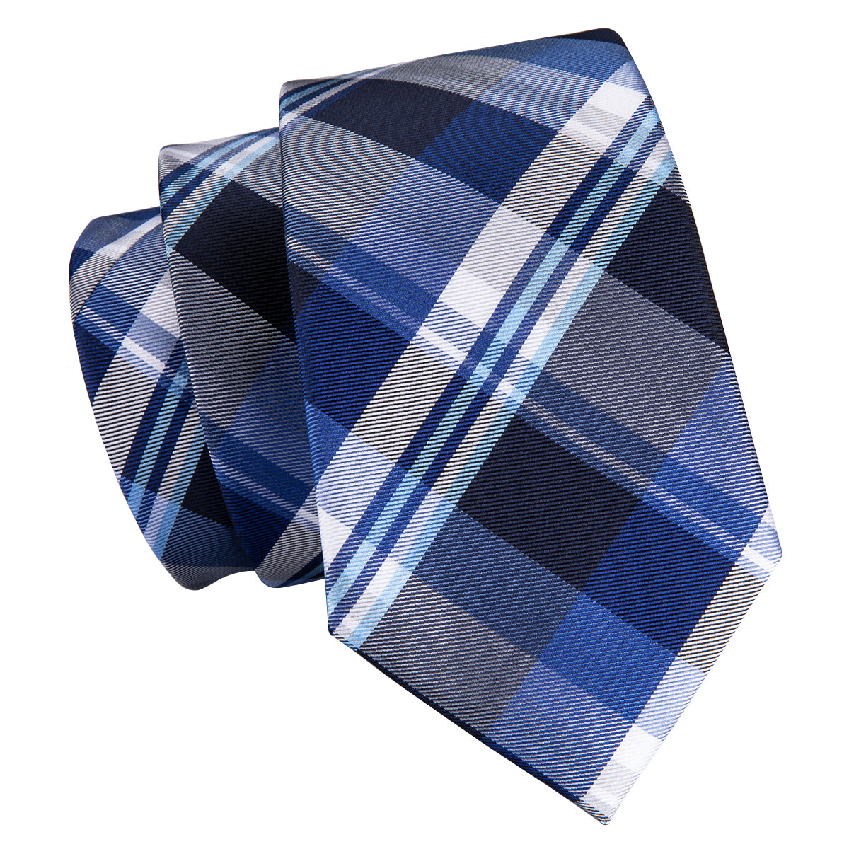 Cobalt Titanium Plaid Silk Tie