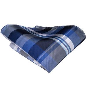 Cobalt Titanium Plaid Silk Tie