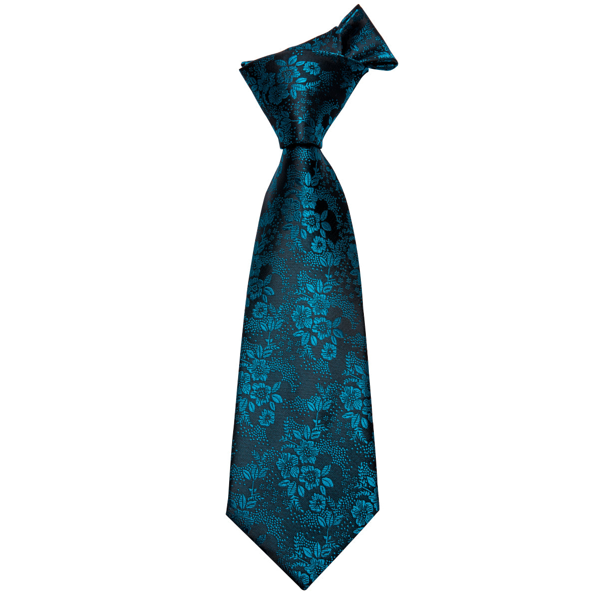 Cerulean Sapphire Blossoms Silk Tie