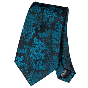 Cerulean Sapphire Blossoms Silk Tie