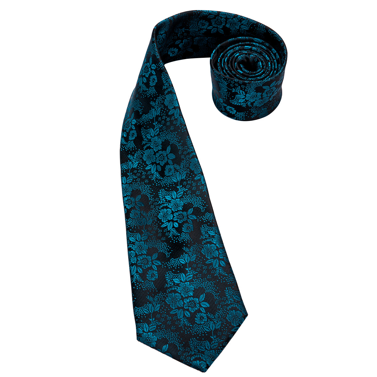 Cerulean Sapphire Blossoms Silk Tie