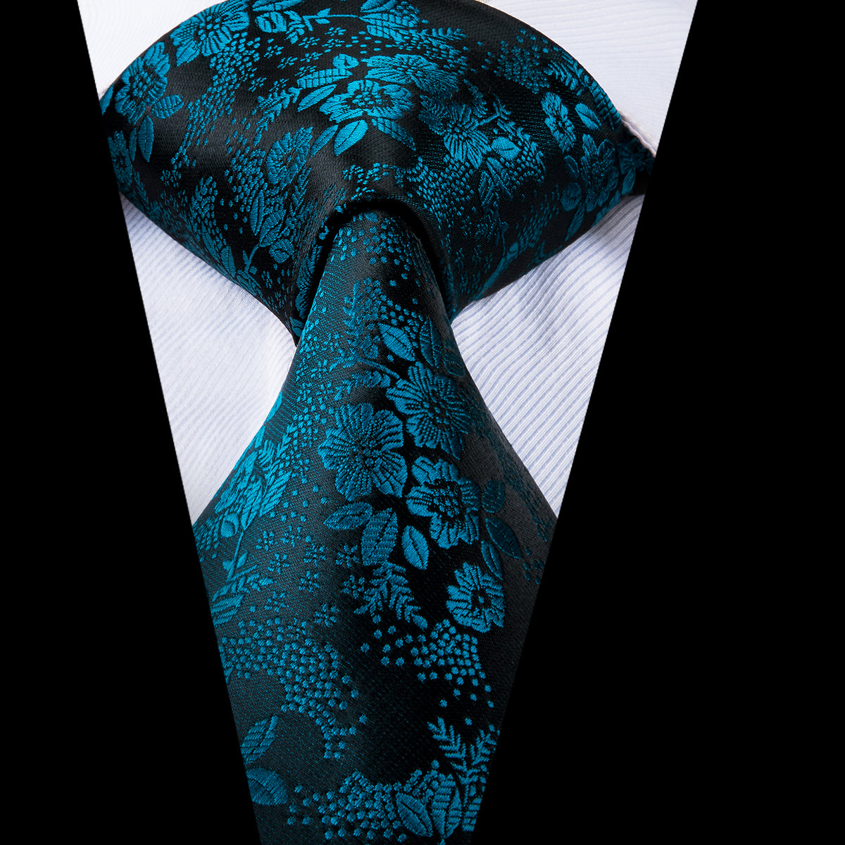 Cerulean Sapphire Blossoms Silk Tie