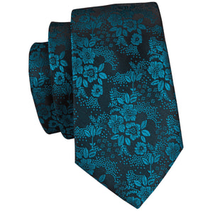 Cerulean Sapphire Blossoms Silk Tie