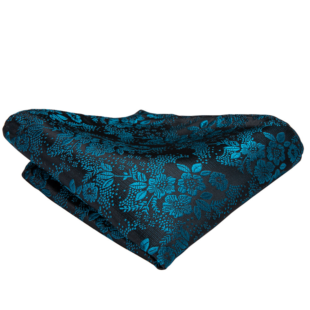 Cerulean Sapphire Blossoms Silk Tie