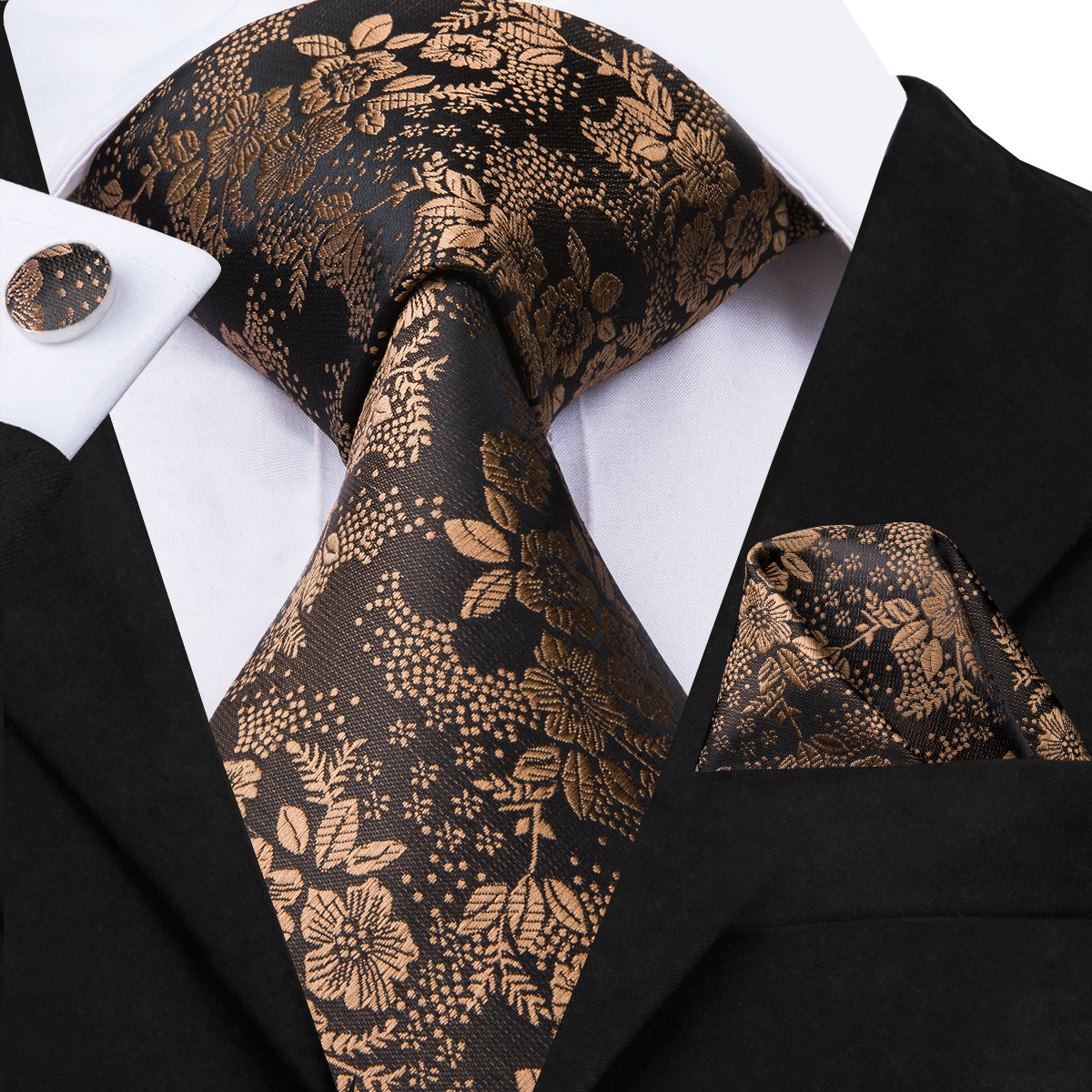 Golden Lotus Blossoms Silk Tie