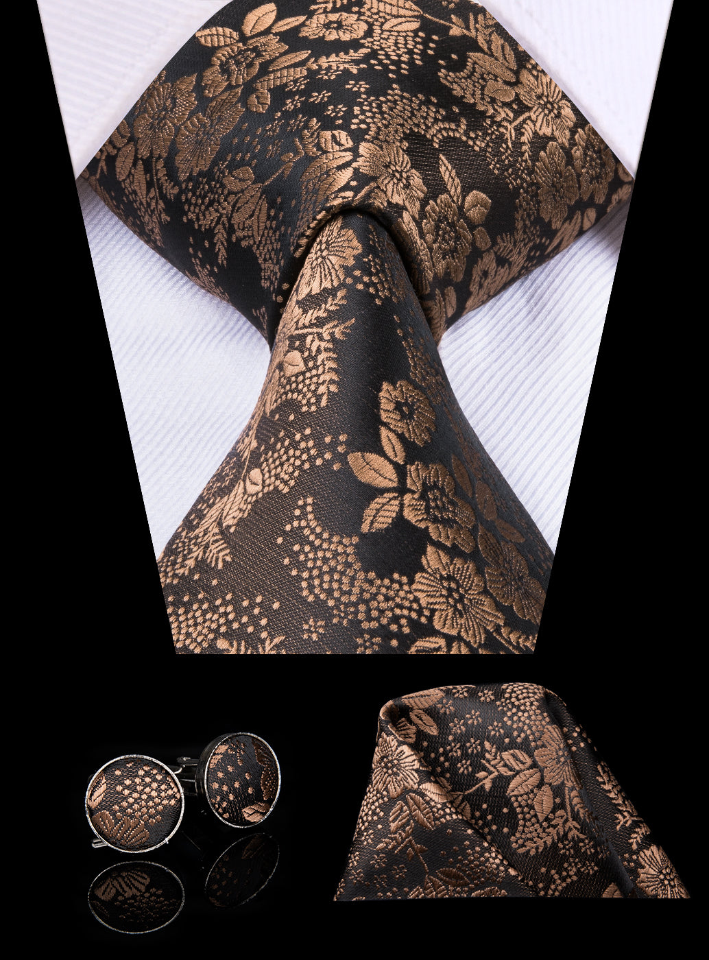 Golden Lotus Blossoms Silk Tie