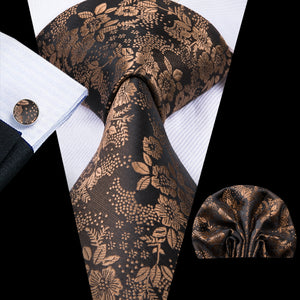 Golden Lotus Blossoms Silk Tie