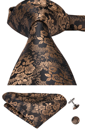 Golden Lotus Blossoms Silk Tie