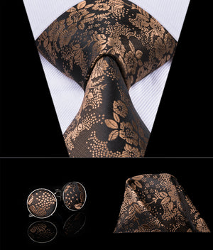 Golden Lotus Blossoms Silk Tie