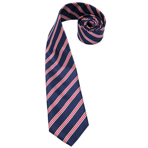 Midnight Sapphire Ruby Striped Silk Tie