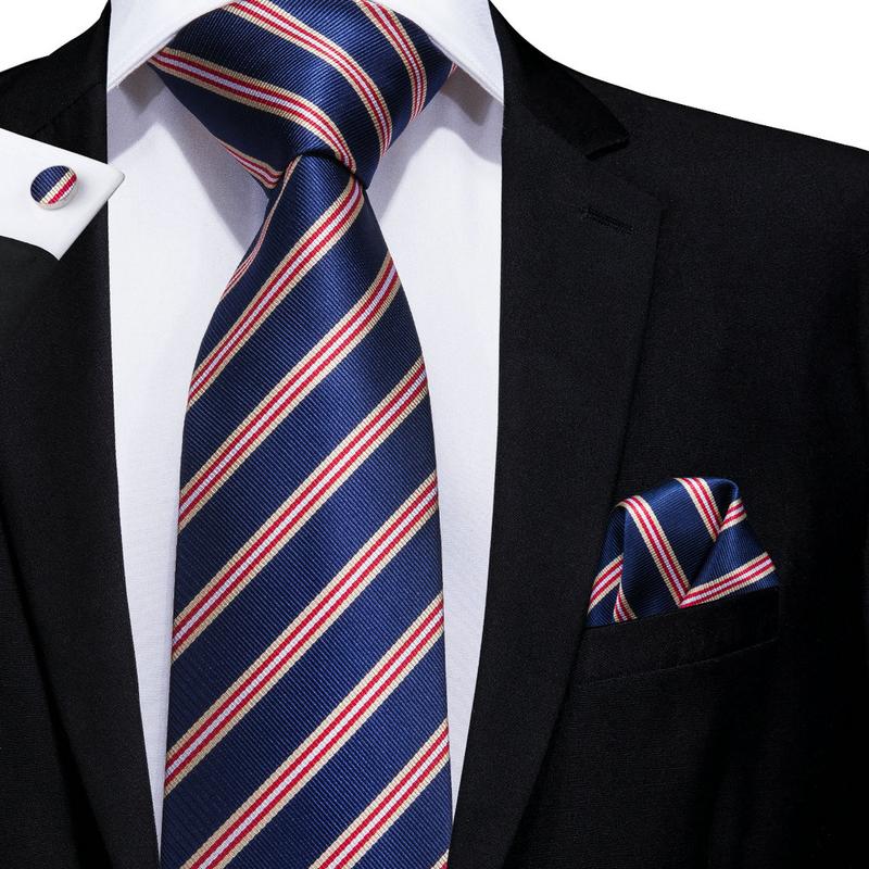 Midnight Sapphire Ruby Striped Silk Tie