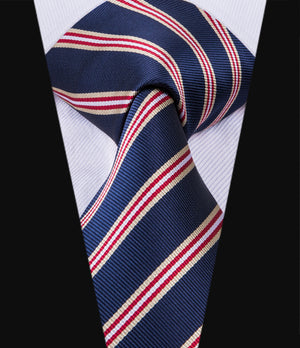 Midnight Sapphire Ruby Striped Silk Tie