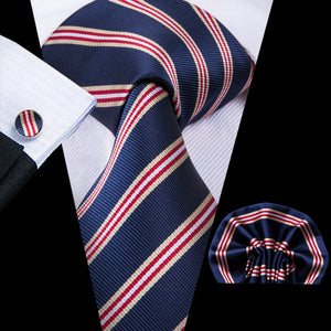 Midnight Sapphire Ruby Striped Silk Tie