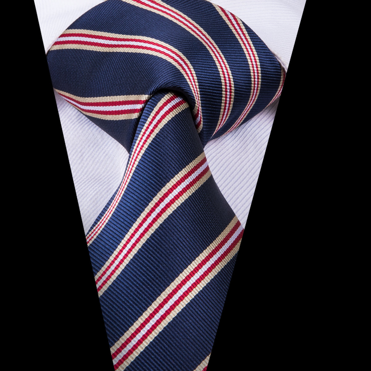 Midnight Sapphire Ruby Striped Silk Tie