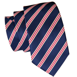 Midnight Sapphire Ruby Striped Silk Tie