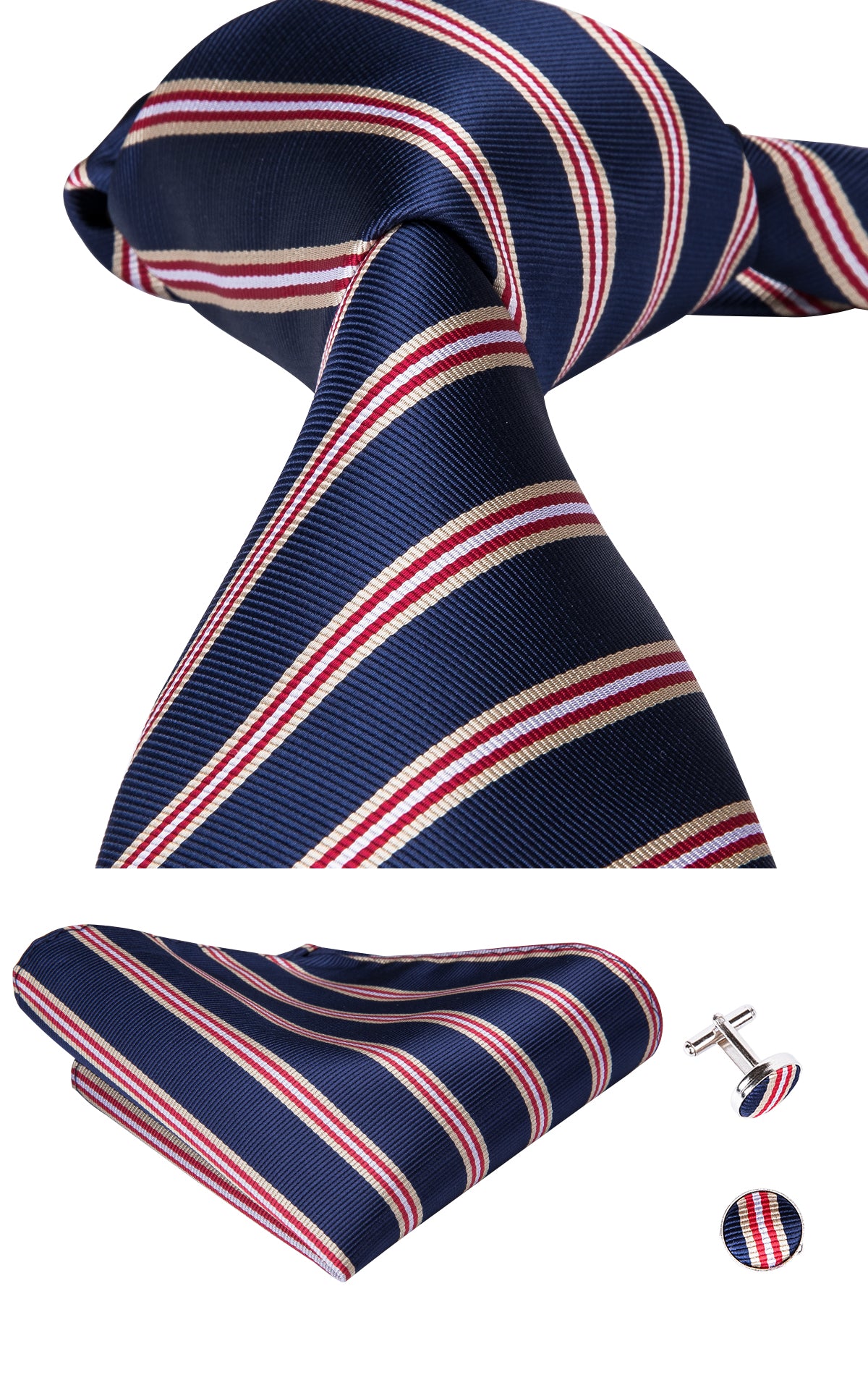 Midnight Sapphire Ruby Striped Silk Tie