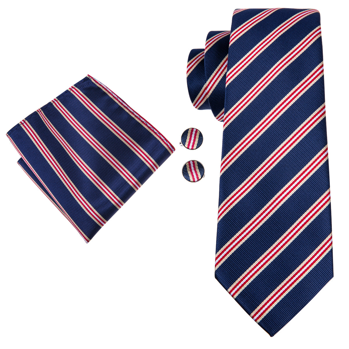 Midnight Sapphire Ruby Striped Silk Tie