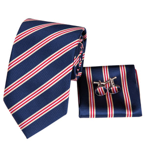 Midnight Sapphire Ruby Striped Silk Tie