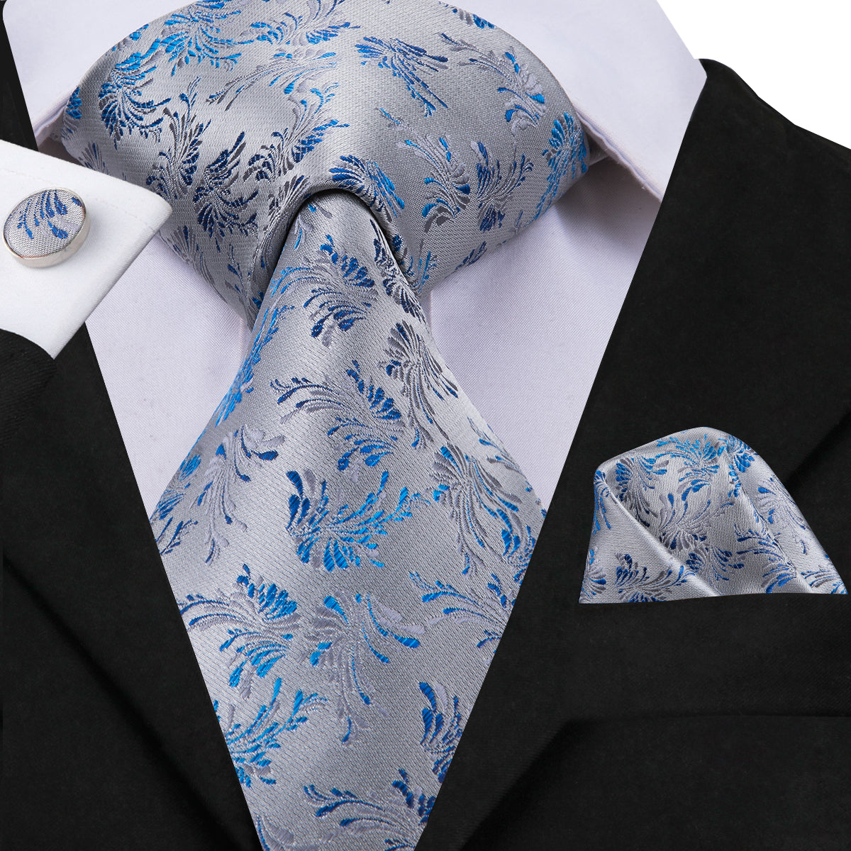 Sapphire Steel Swan Wing Silk Tie