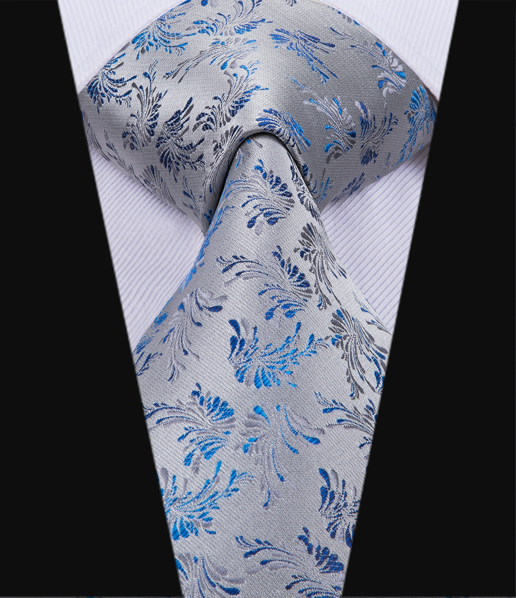 Sapphire Steel Swan Wing Silk Tie