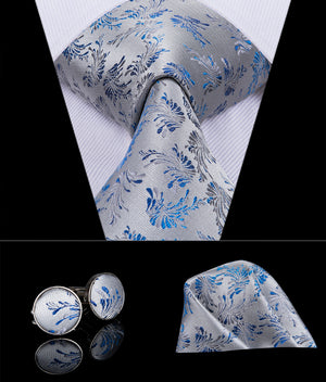 Sapphire Steel Swan Wing Silk Tie