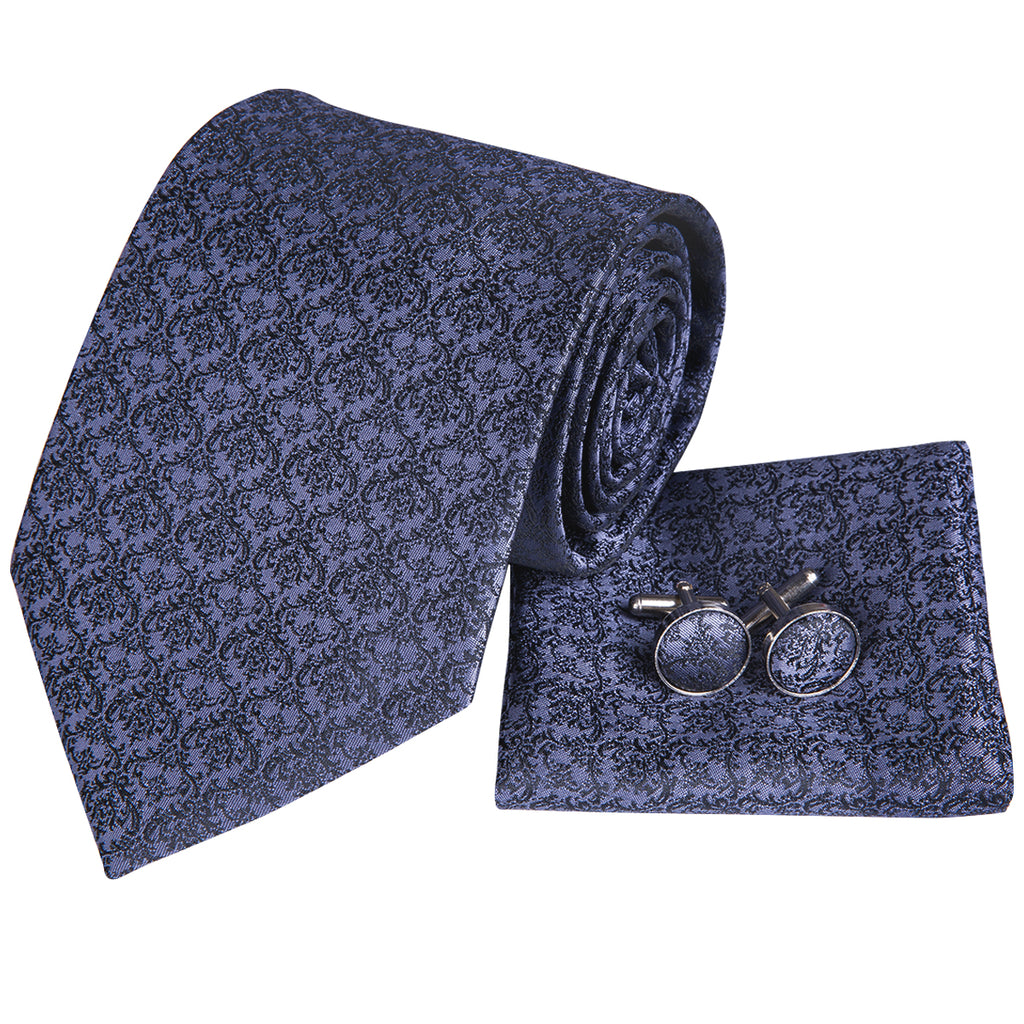 Dark Slate Blue Chainmail Silk Tie