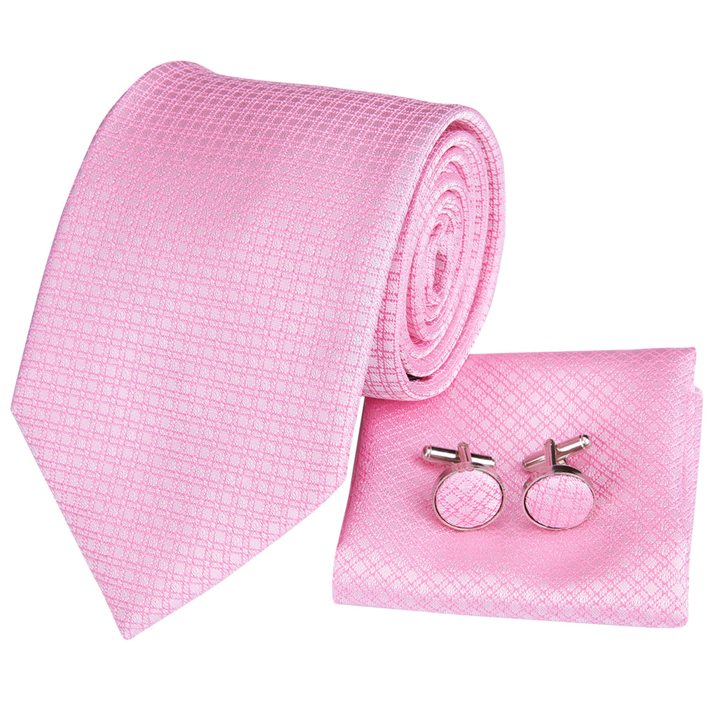 Rose Quartz Cubed Solid Silk Tie