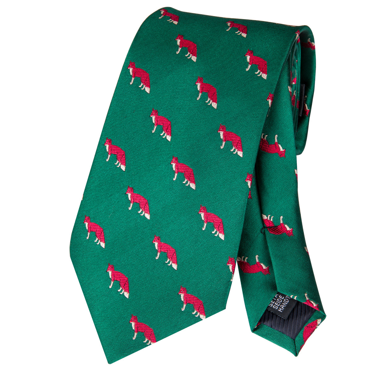 Emerald Foxes Silk Tie