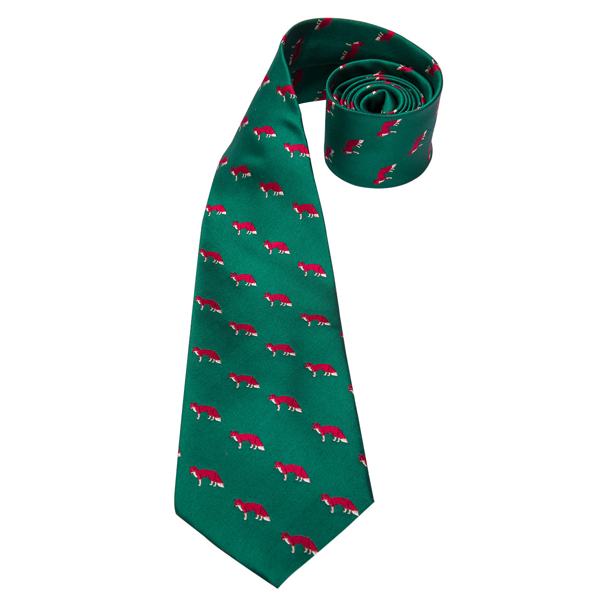 Emerald Foxes Silk Tie