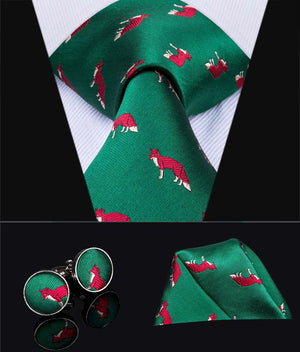 Emerald Foxes Silk Tie