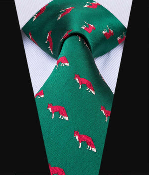 Emerald Foxes Silk Tie