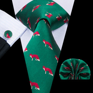 Emerald Foxes Silk Tie