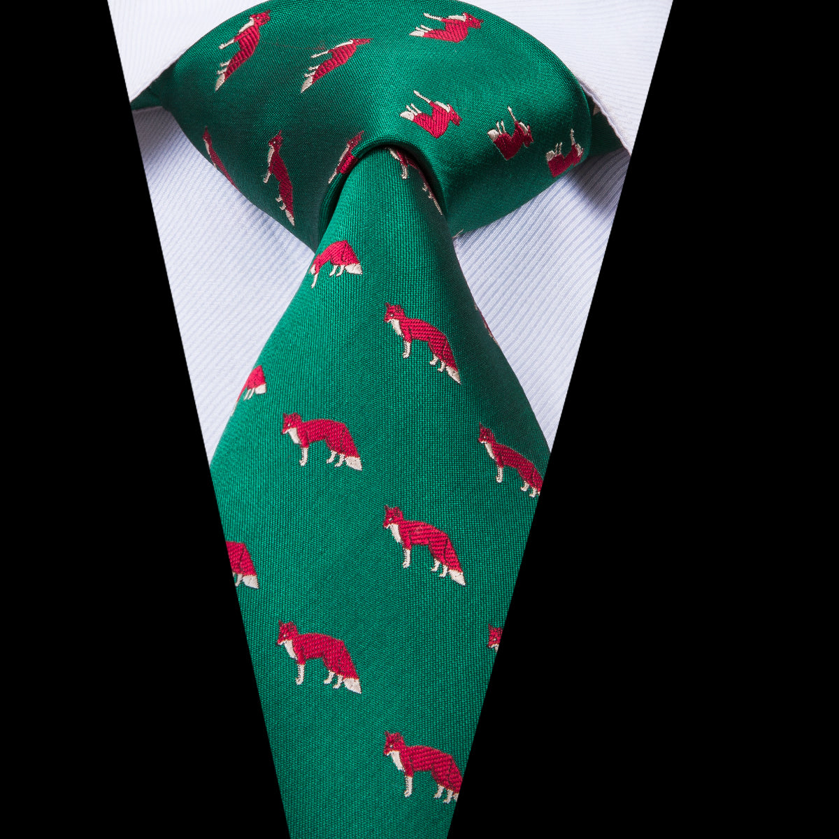 Emerald Foxes Silk Tie