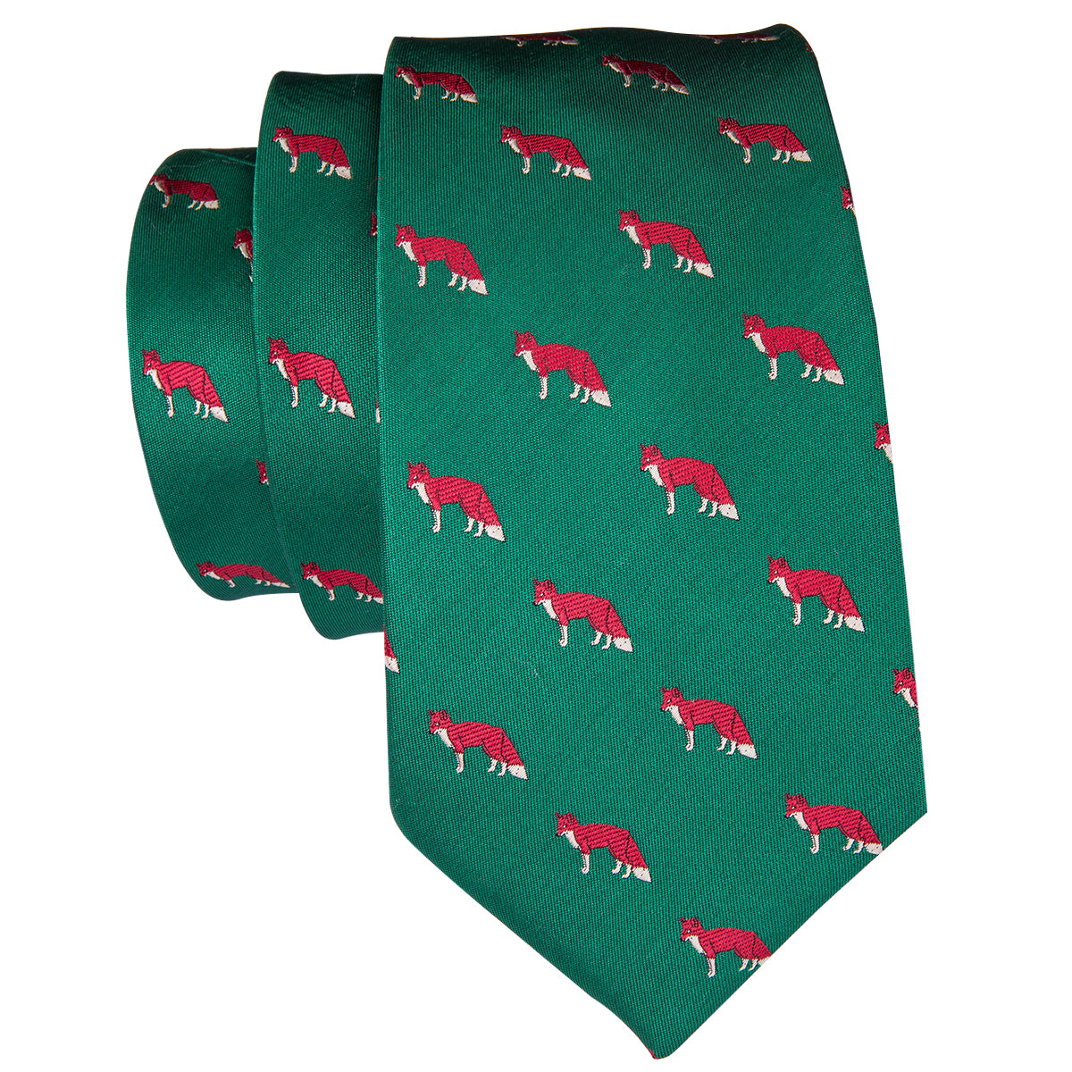 Emerald Foxes Silk Tie