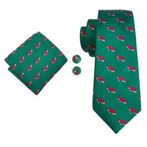 Emerald Foxes Silk Tie