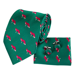 Emerald Foxes Silk Tie