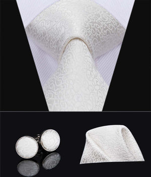 Platinum Scroll Solid Silk Tie